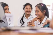 Girls smiling in Cambodia