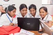 Adolescent girls participating in a Game Changers Coalition game jam in Cambodia.