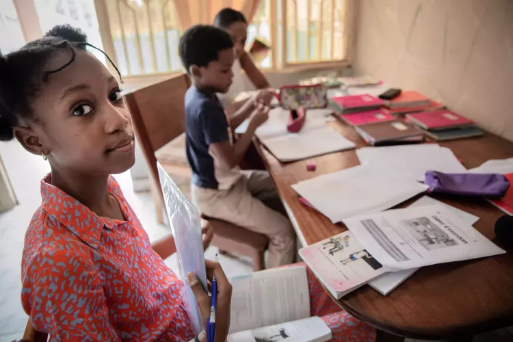 children studying