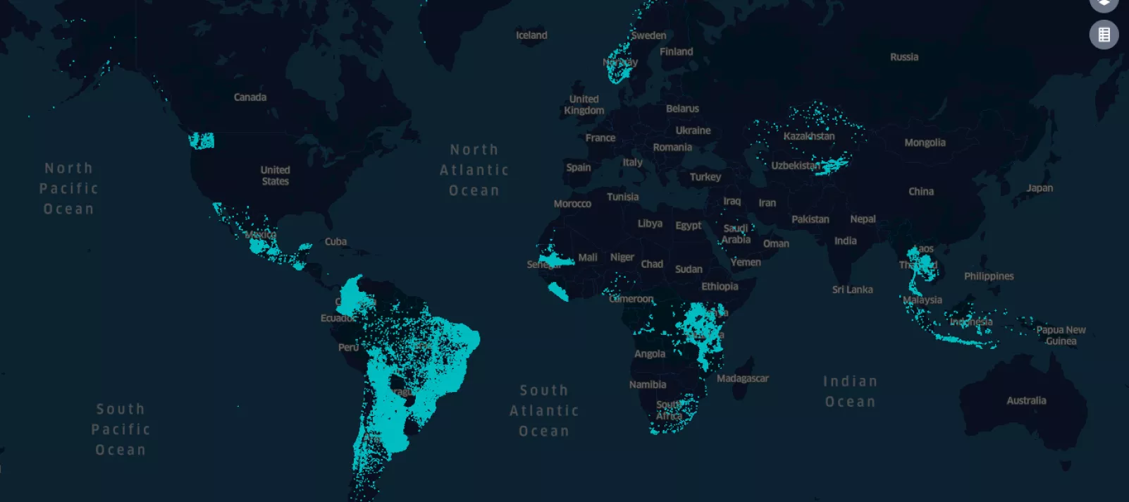 map showing dots that are points of schools