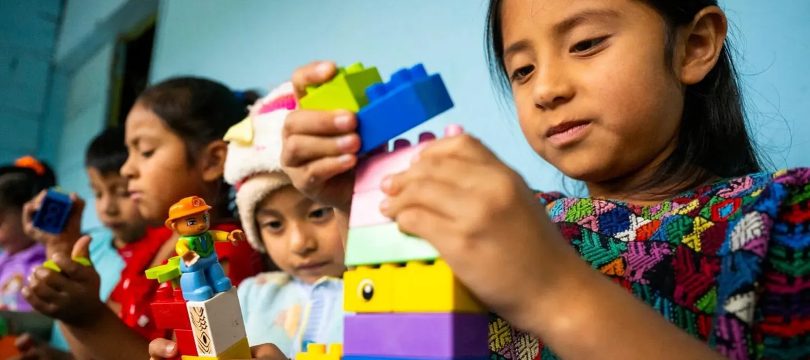 Child plating with blocks