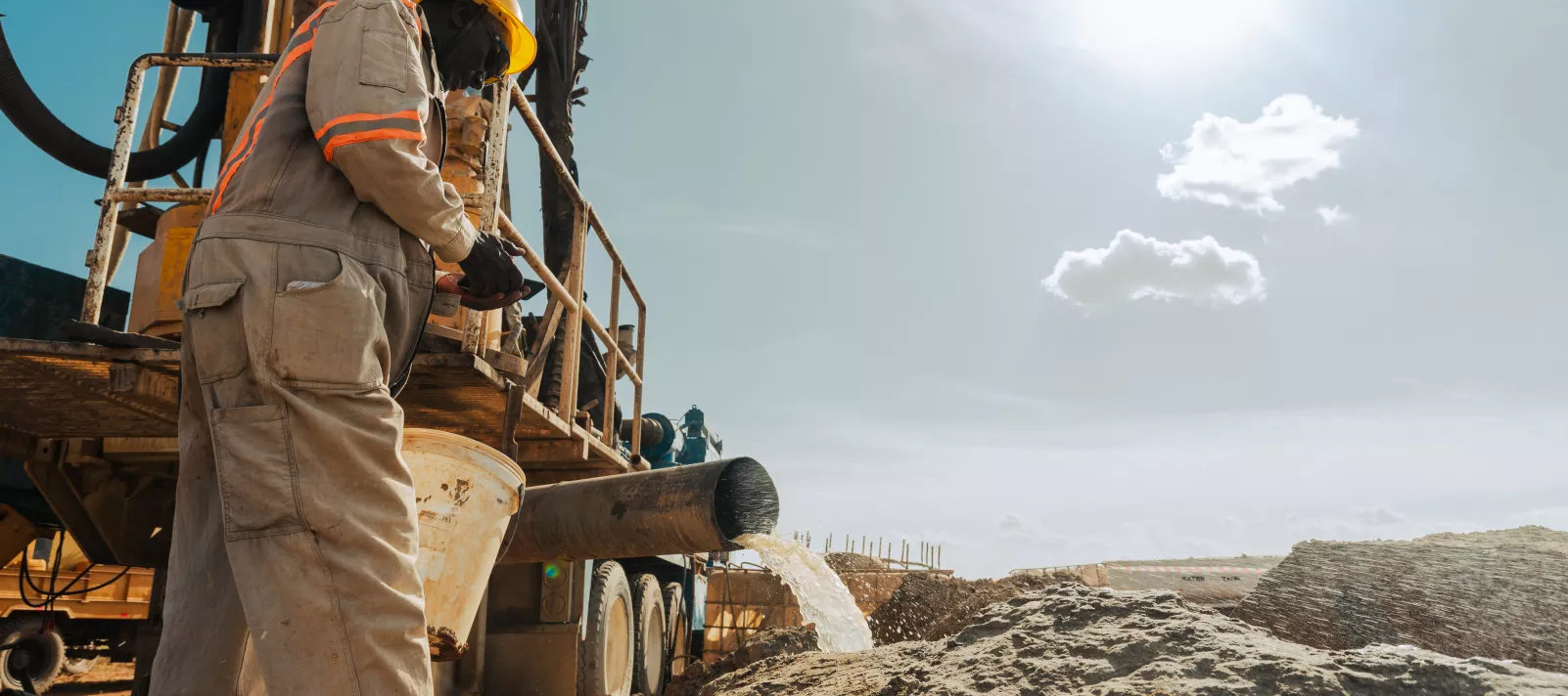 Man pumping underground water