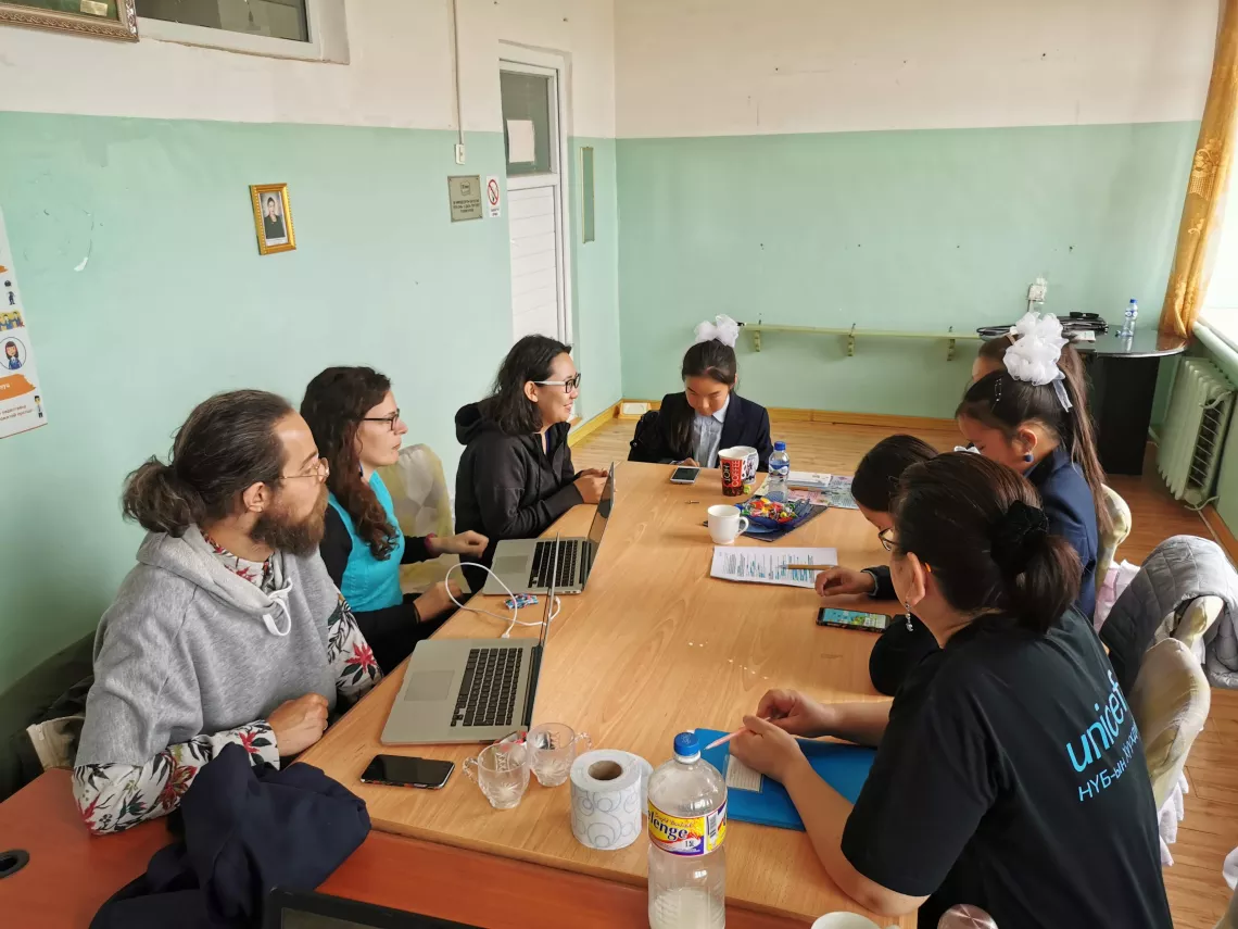 User testing Oky with girls in Mongolia