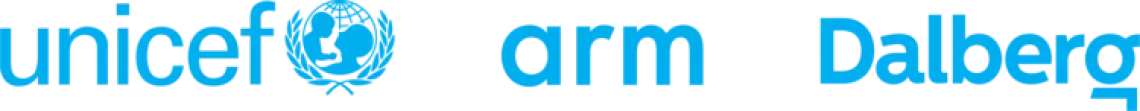 logos for unicef arm and dalberg