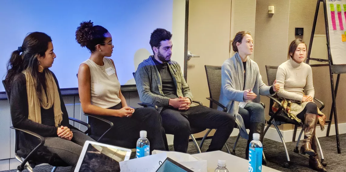 Mentors answering questions from our 6 blockchain startups.