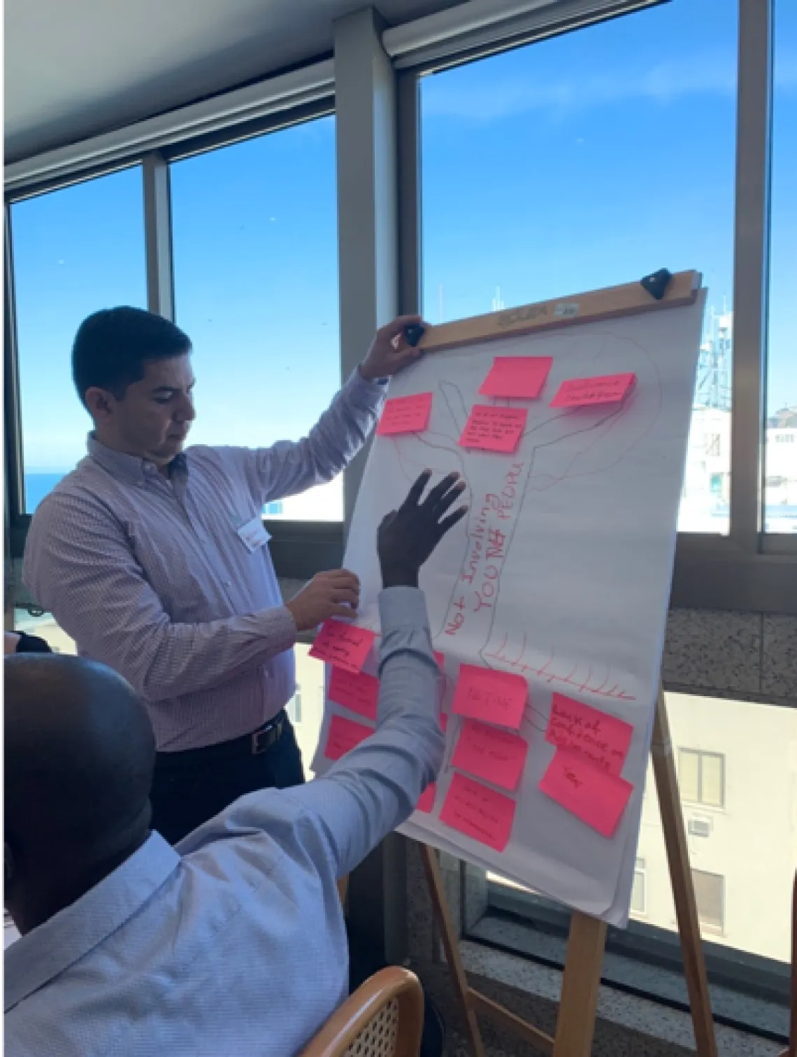 Participants of the workshop defining the issues around adolescents in their contexts using HCD techniques