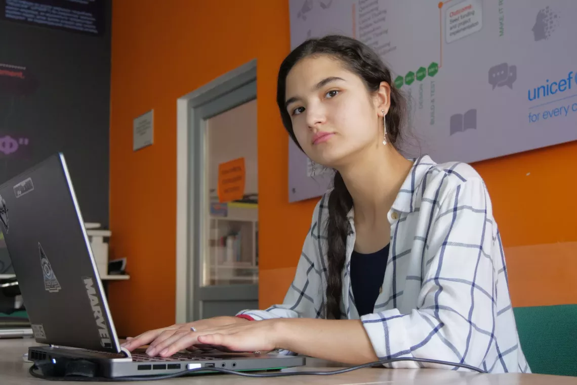 Girl using a laptop