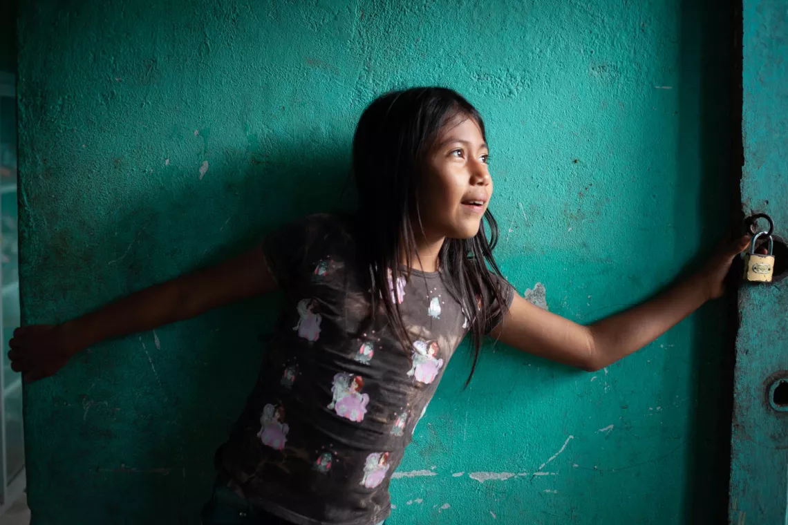 Sucumb&iacute;os, Ecuador-  Raiza, 11 years old, stopped going to school since it was closed in mid-March due to COVID-19 emergency.