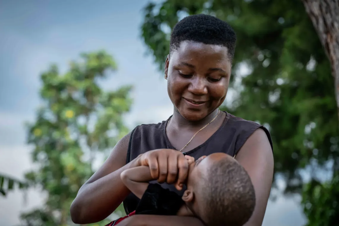 a mother play with her child