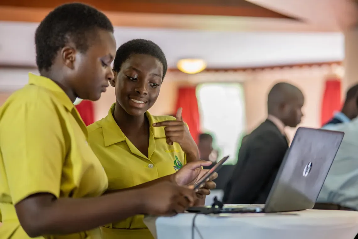 Young women in using mobile device