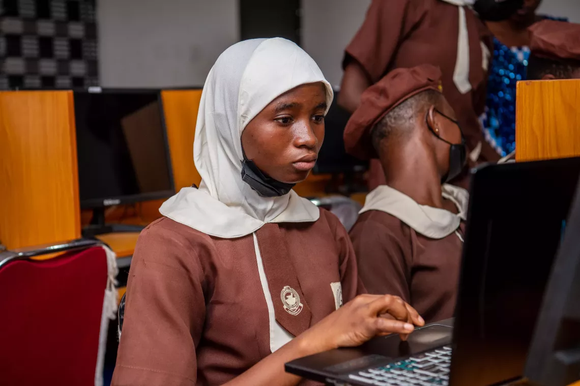 girl on a computer in Nigeria