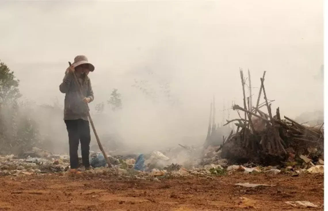 someone outside in smog