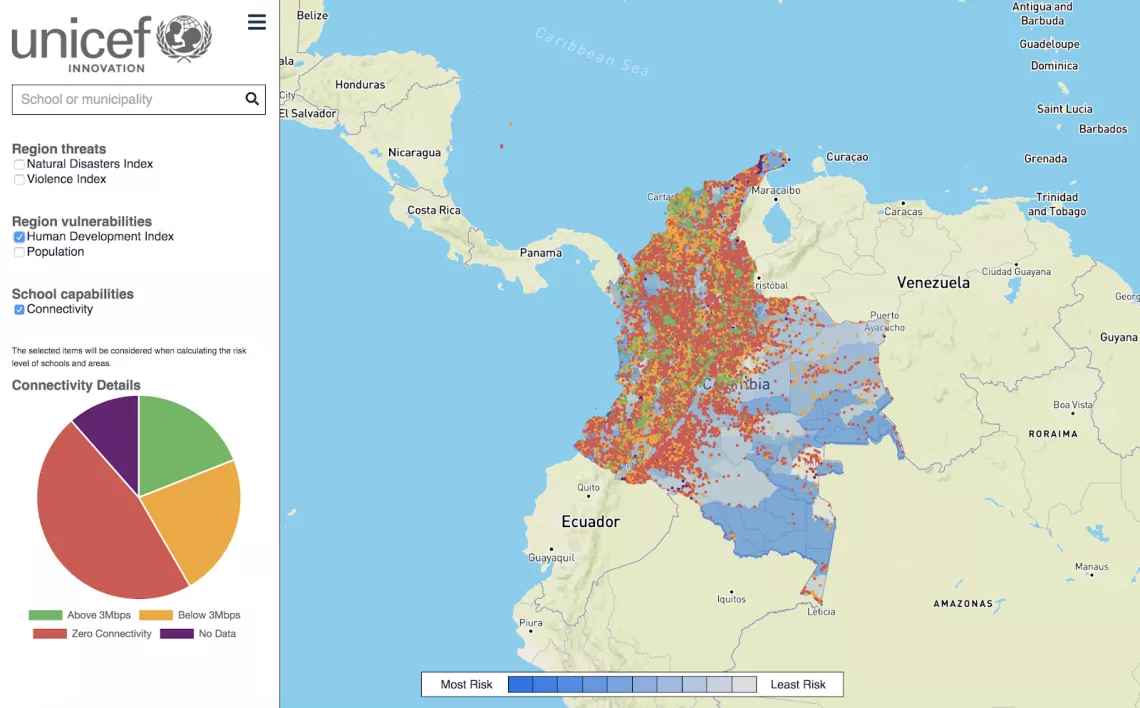 map of schools in colombia