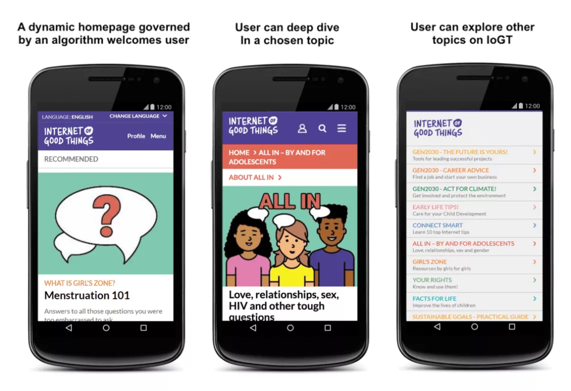 Screenshot of IOGT in mobile 