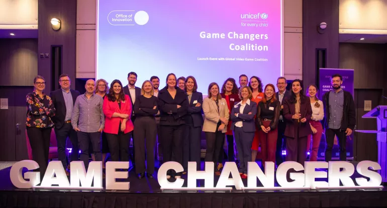 Group shot of colleagues at the Game Changers Coalition Launch Event