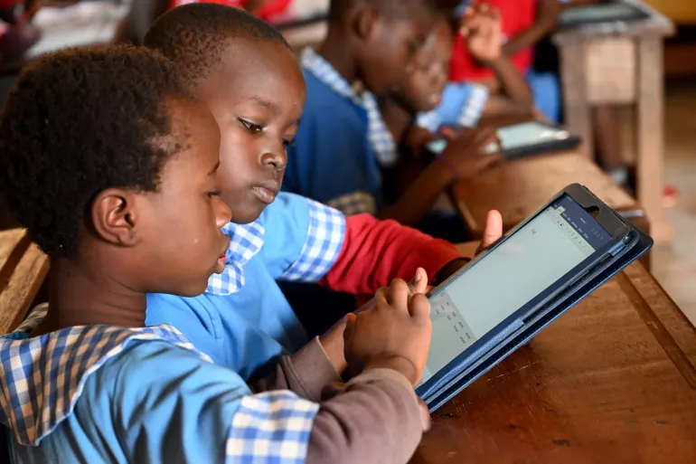 children in Cameroon learning