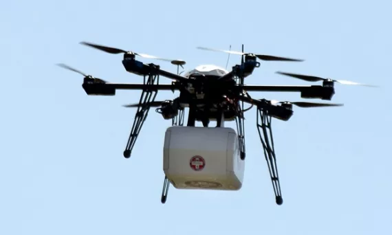 Flirtey drones carrying medical supplies