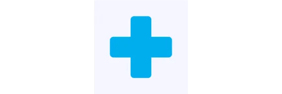 Blue medical cross on light background