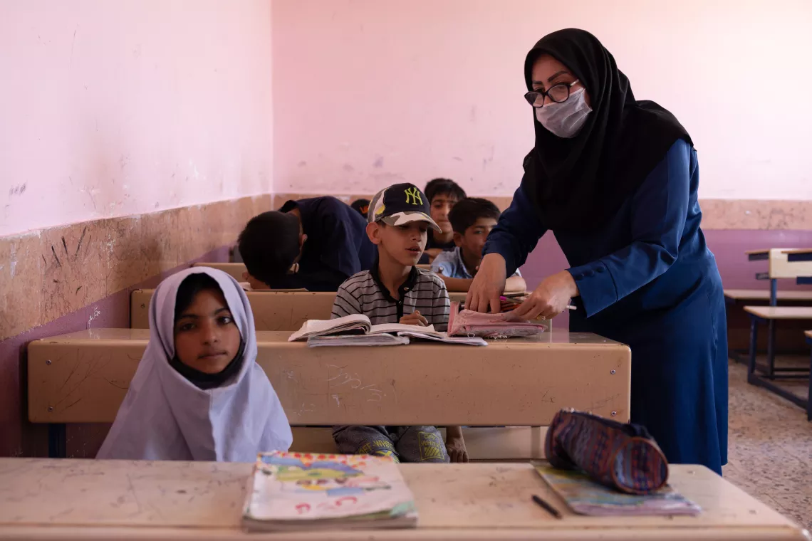 Children living with disabilities in a remedial class, Somayyeh School, Torbate Jam, Khorasan Razavi, Iran.
