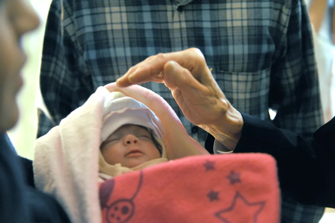 An infant in a hospital in Iran 