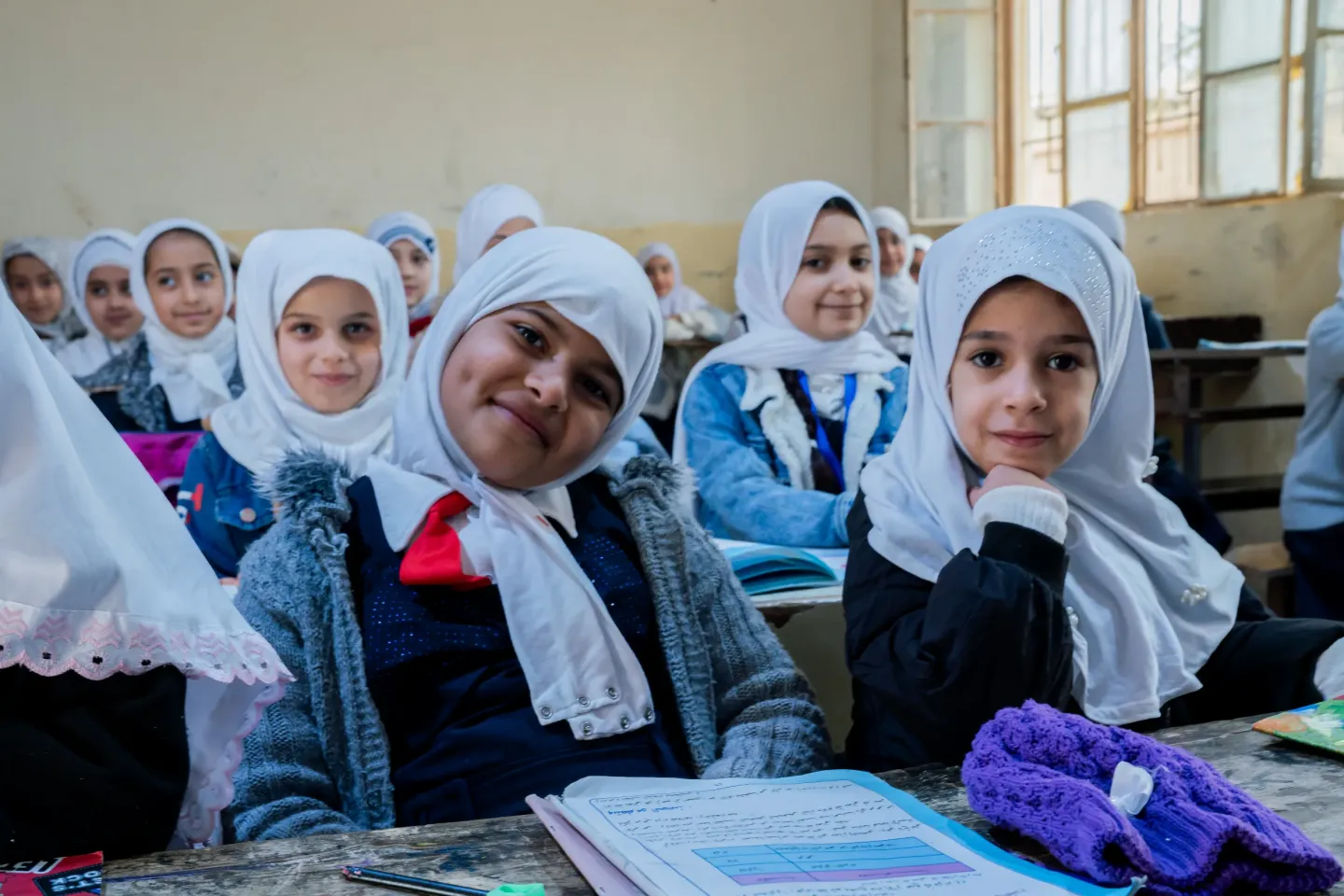 Children in Iraq learning and engaging in positive, supportive school environments.