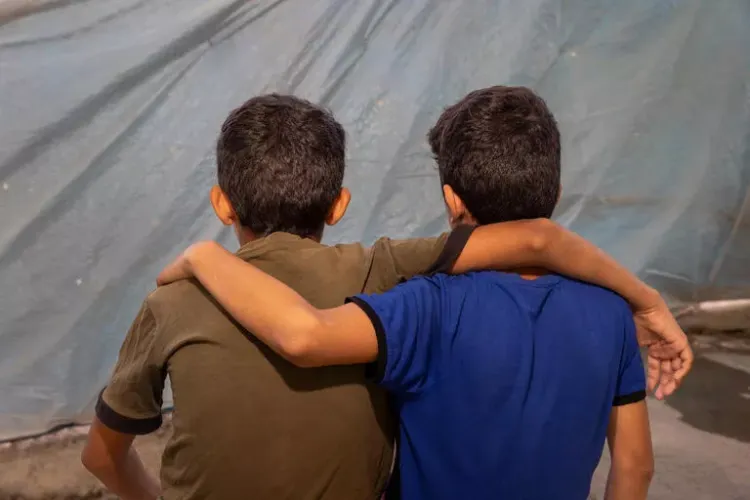 Abdulrahman and Abdulla, at Al-Karama Center in Mosul city, Ninewa Governorate, Iraq.  