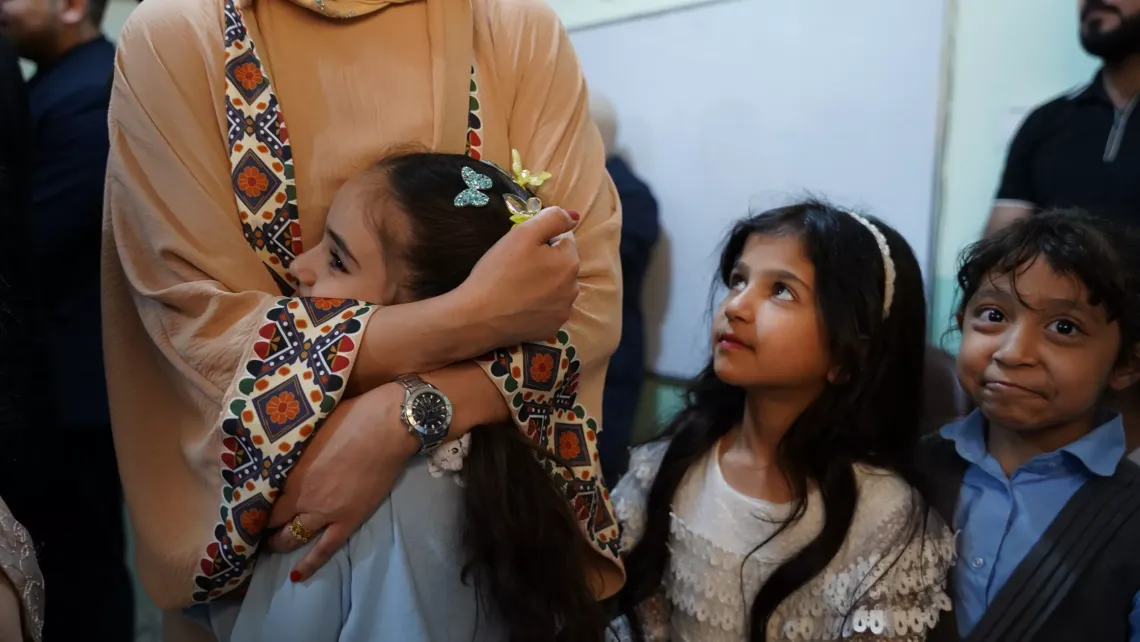 8 years old girl, Zainab Emad is nervous about taking her vaccine in Duhok International Primary School.