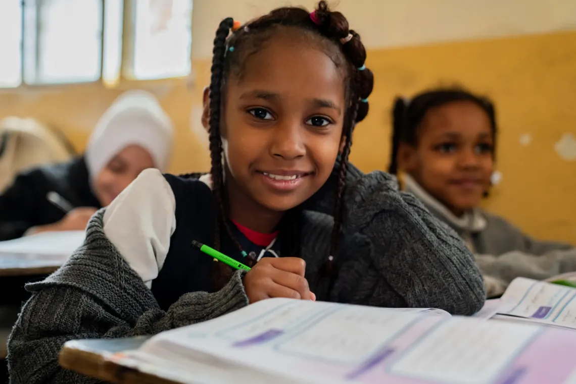 Hala is nine years old and attends a school in Basra, southern Iraq&mdash;one of the schools operating under the EMIS system.