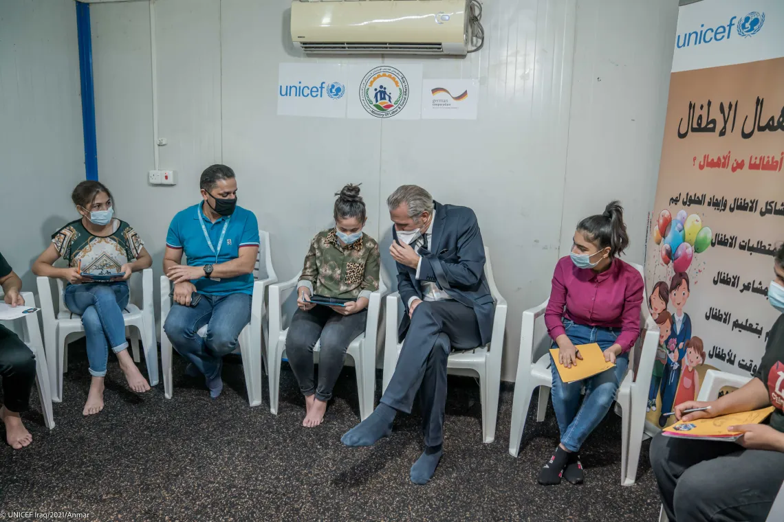 The visit of Mr. Sven Mossler Acting German Consul General, to the Child Protection Center in Domiz camp for Syrian refugees, which running with the generous support of the German Government in Dohuk Governorate, Iraq October 5, 2021