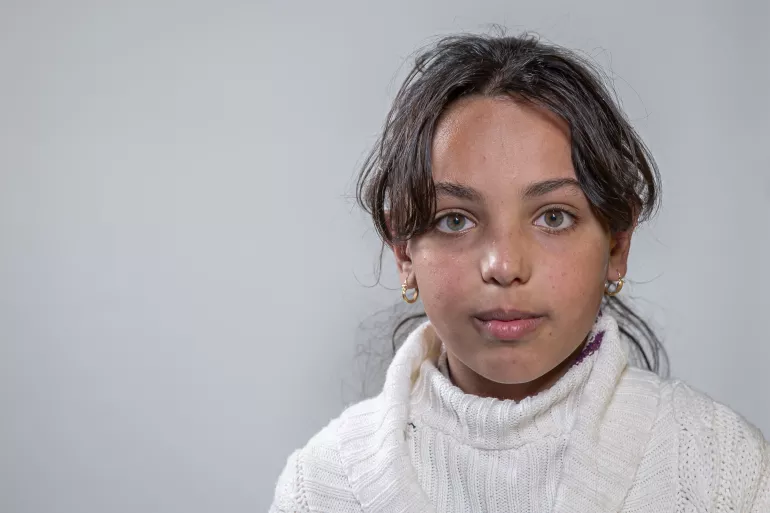 Noor, 10 years old, from Sinjar, now living in Harsham Camp, Iraq 