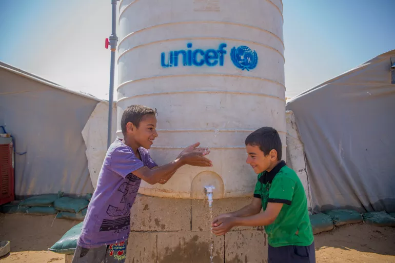 Mujbal and Mutaab are brothers who have been displaced from Al-Qaim, near the Syrian border, for almost a year.
