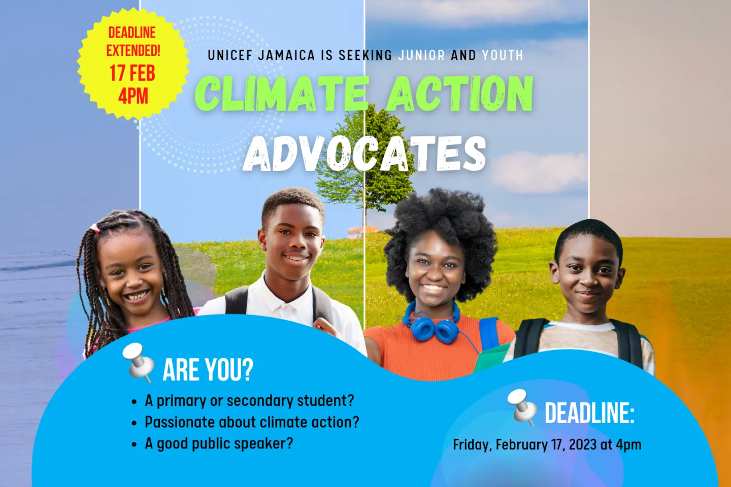 UNICEF Jamaica is seeking for junior and youth Climate Action Advocates