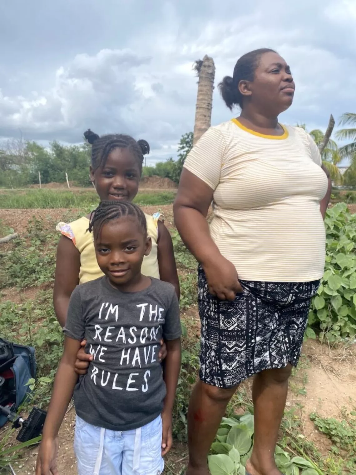 Keloney Gayle and her daughters Roxanne McCook, aged 9 and Shaneika McCook, aged 5 outside their home in Free Town, St Catherine.a