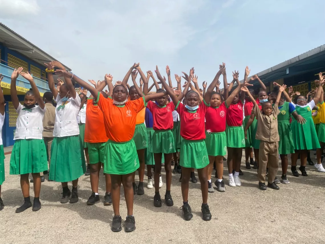 Mona Heights students participating in Jamaica Moves