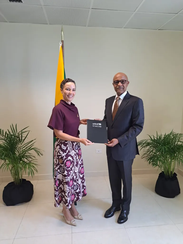 UNICEF Rep Khogali meets Minister Johnson Smith