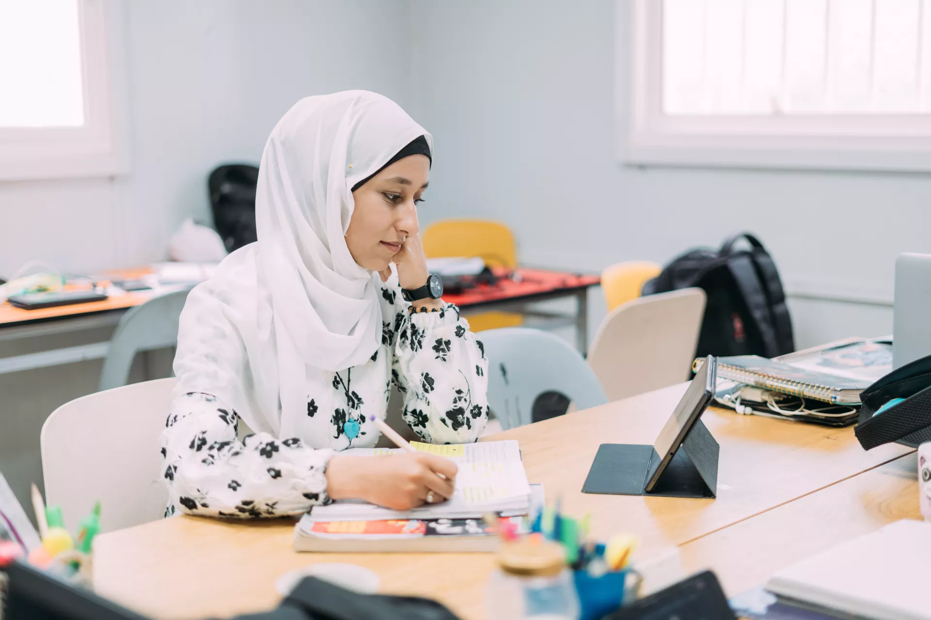 A Grade 12 student prepares for her Tawjihi exams.