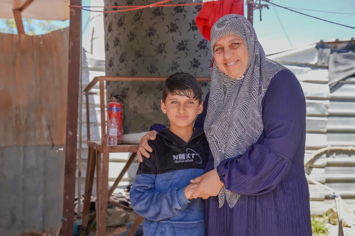 A mother and her son.