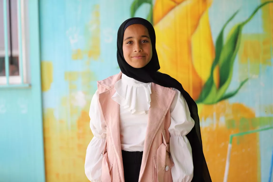 A girl smiling