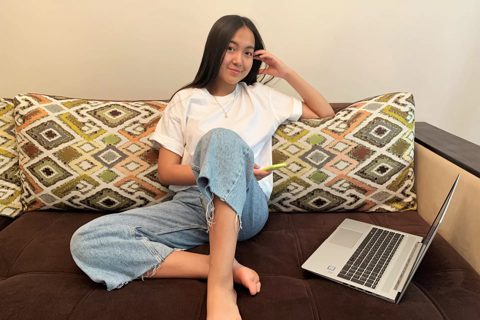 Lina on a couch