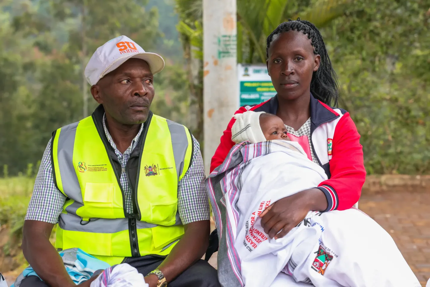 Leah Wanjiru and Peter Kuria at the World Breastfeeding event in Murang'a County