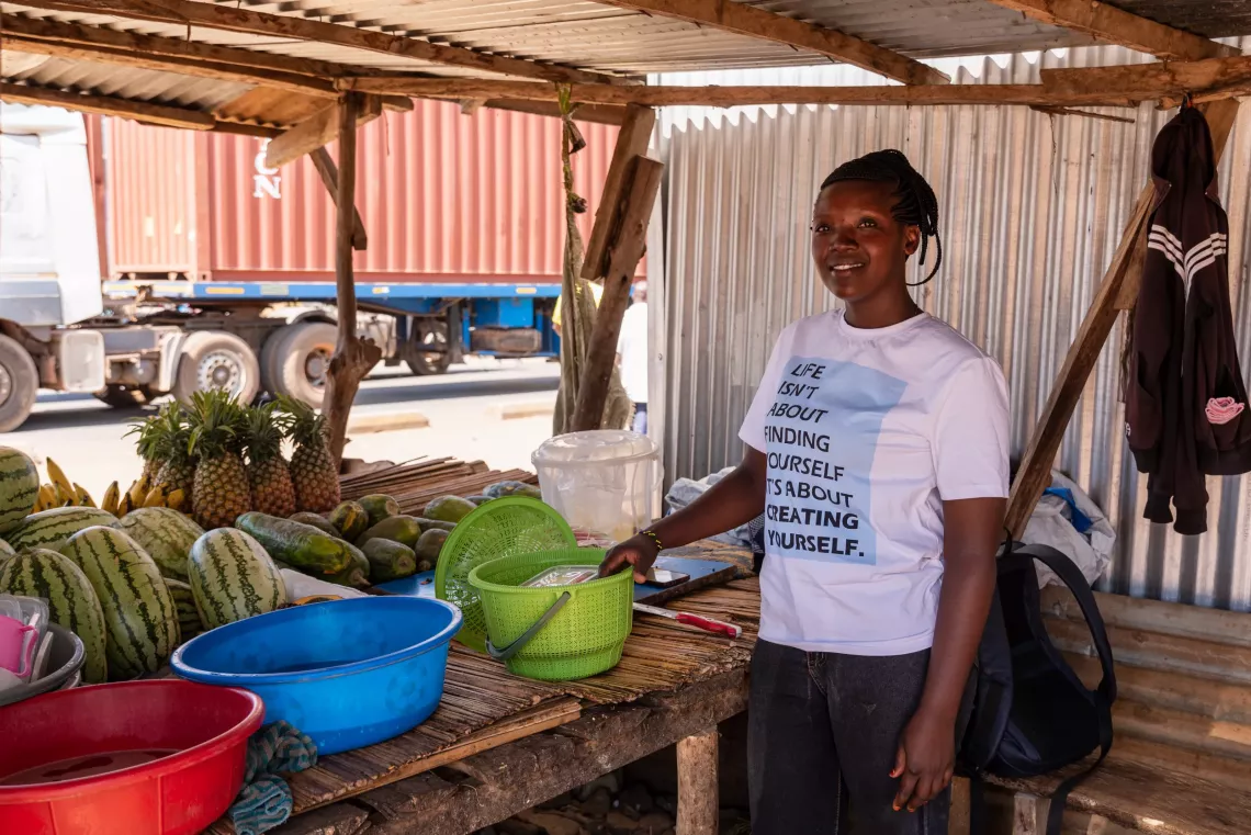Doreen Amoit, a fruit vendor at the Malaba border