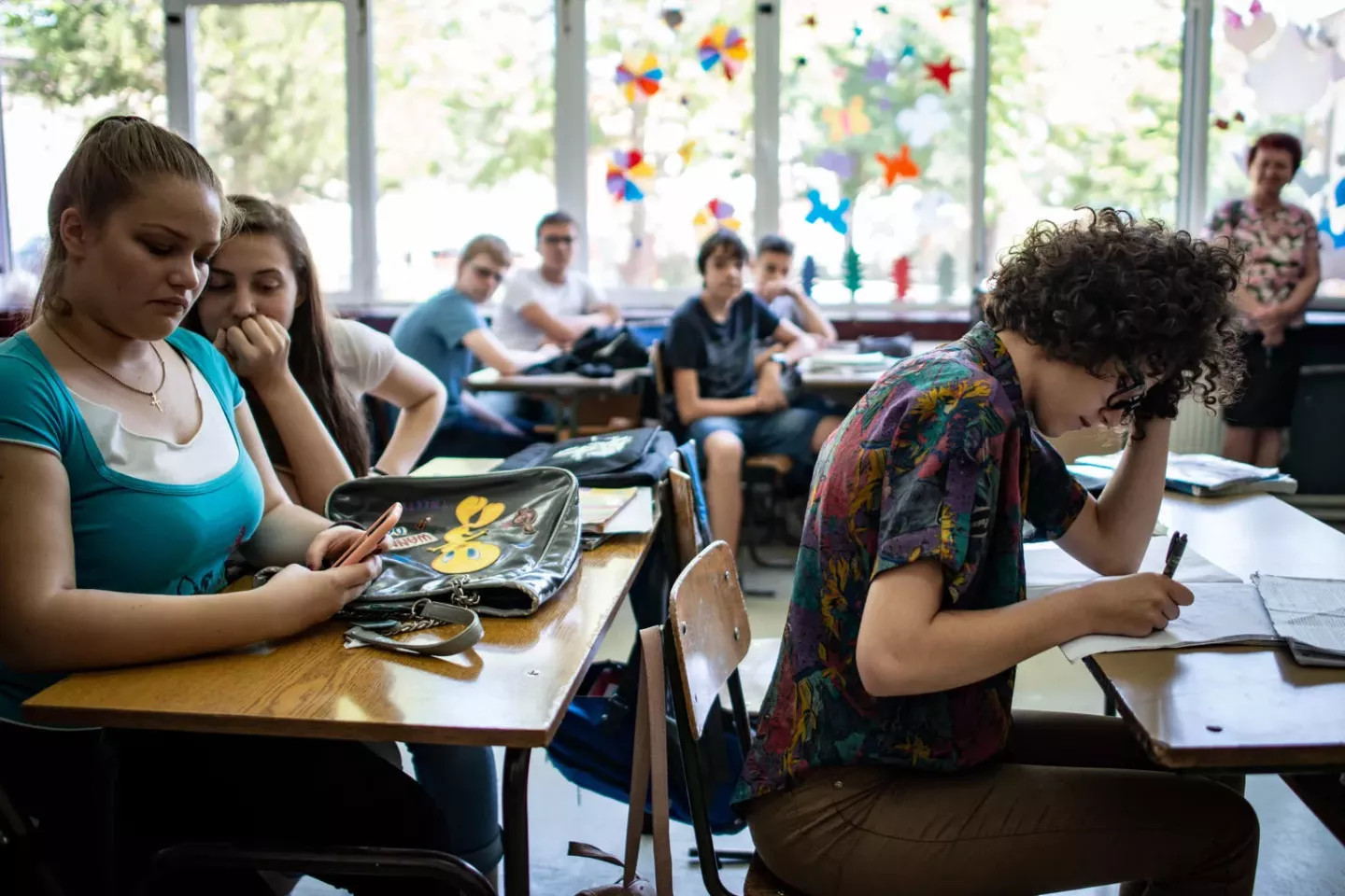 Peer mediators simulate a case of bullying at Branko Radicevic School in Mitrovica North Kosovo