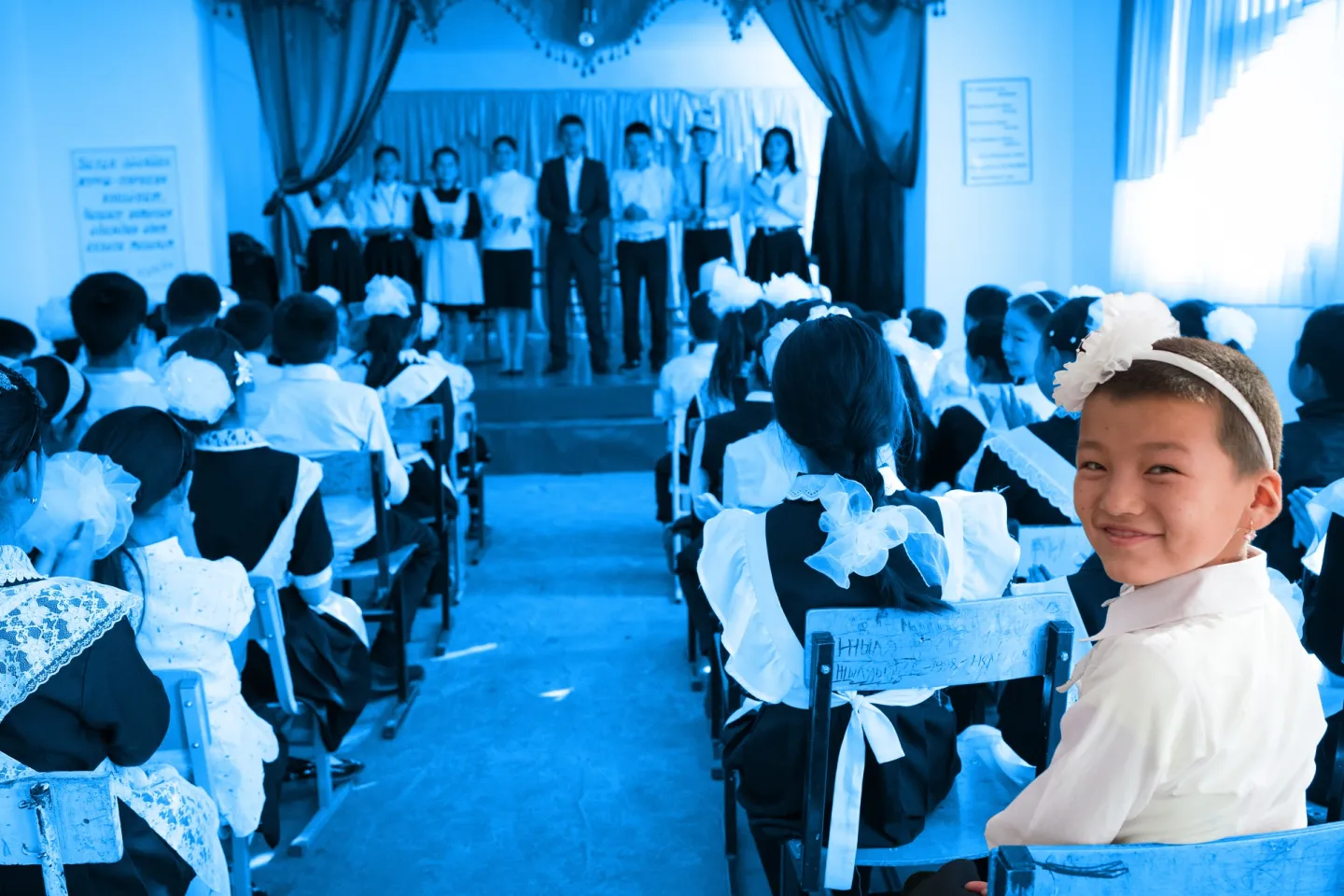 a girl in a classroom