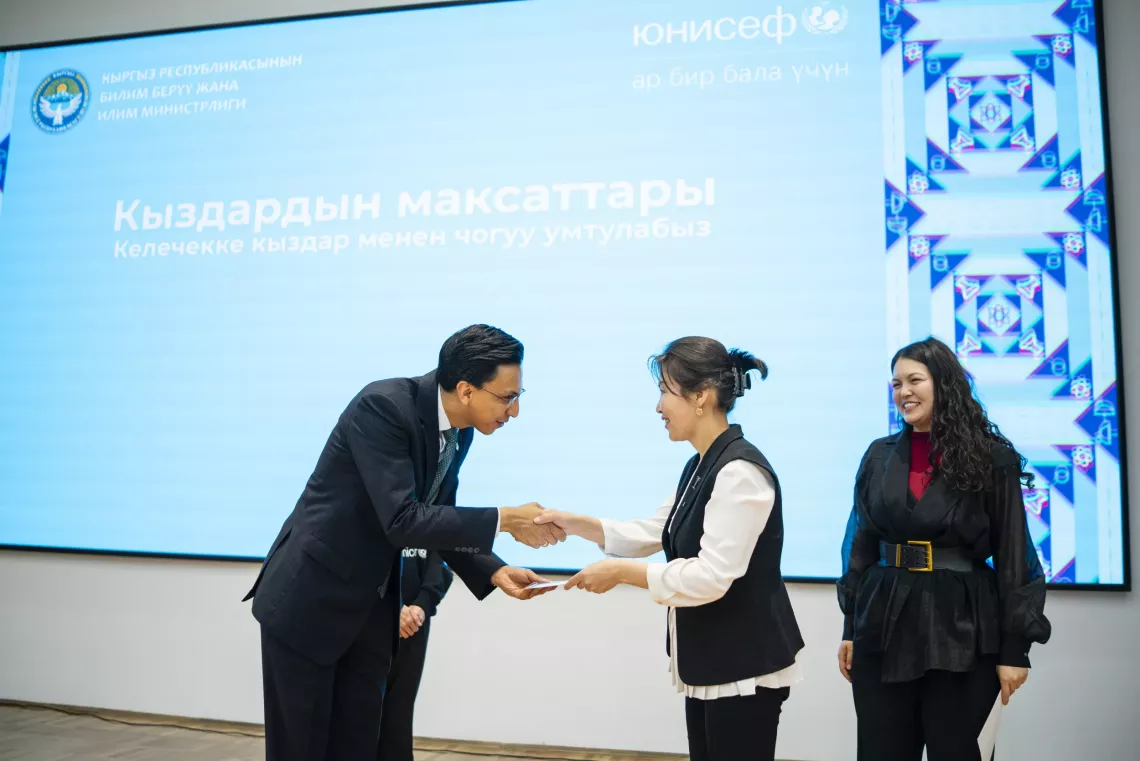 Akdana Egemberdieva, a chemistry teacher