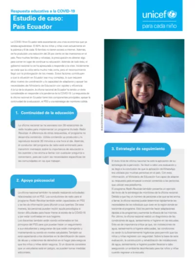 Respuesta educativa a la COVID-19 Estudio de caso: Pa&iacute;s Ecuador