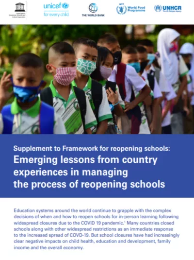 Supplement to Framework for reopening schools: Emerging lessons from country experiences in managing the process of reopening schools