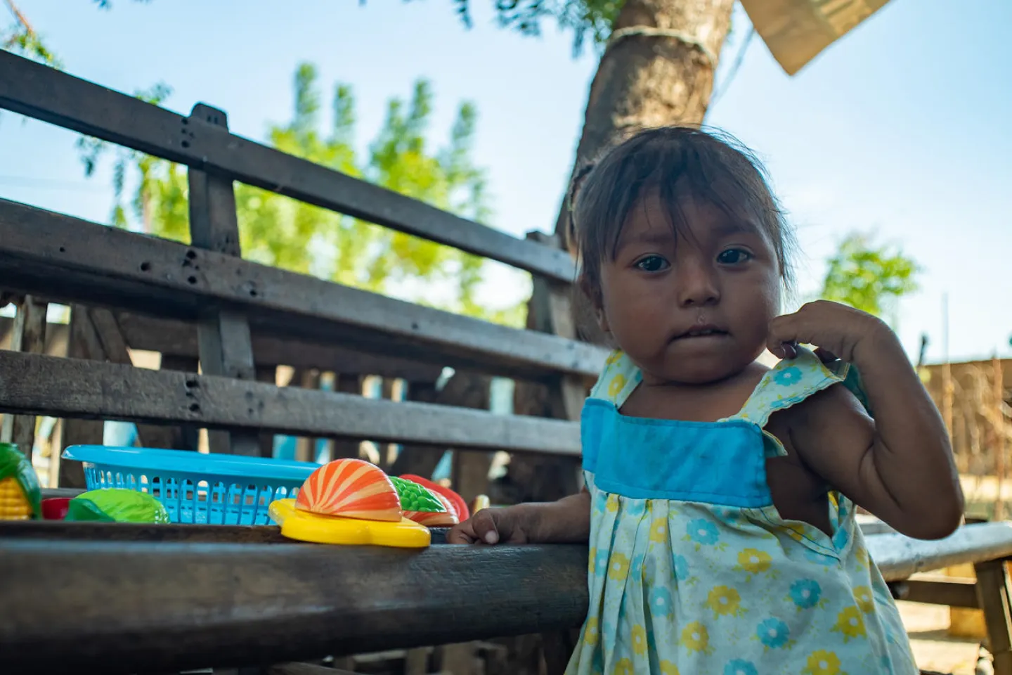 Anita, 4-year-old, playing at the courtyard of her house, in Zulia, on January 31, 2020