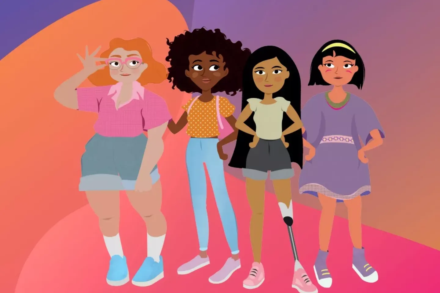 Ilustraci&oacute;n de cuatro ni&ntilde;as