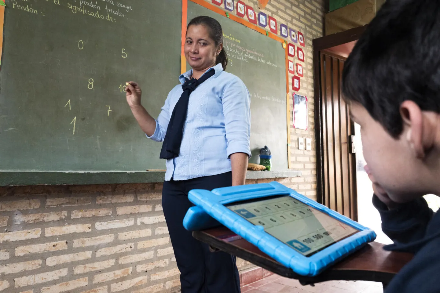 Arturo Javier Rivarola Gimenez, 11, lives with cerebral palsy, a condition that prevents him from being able to walk or speak. Despite his disability, Arturo is able to study at a nearby school due to inclusive legislation enacted approximately eight years ago. 