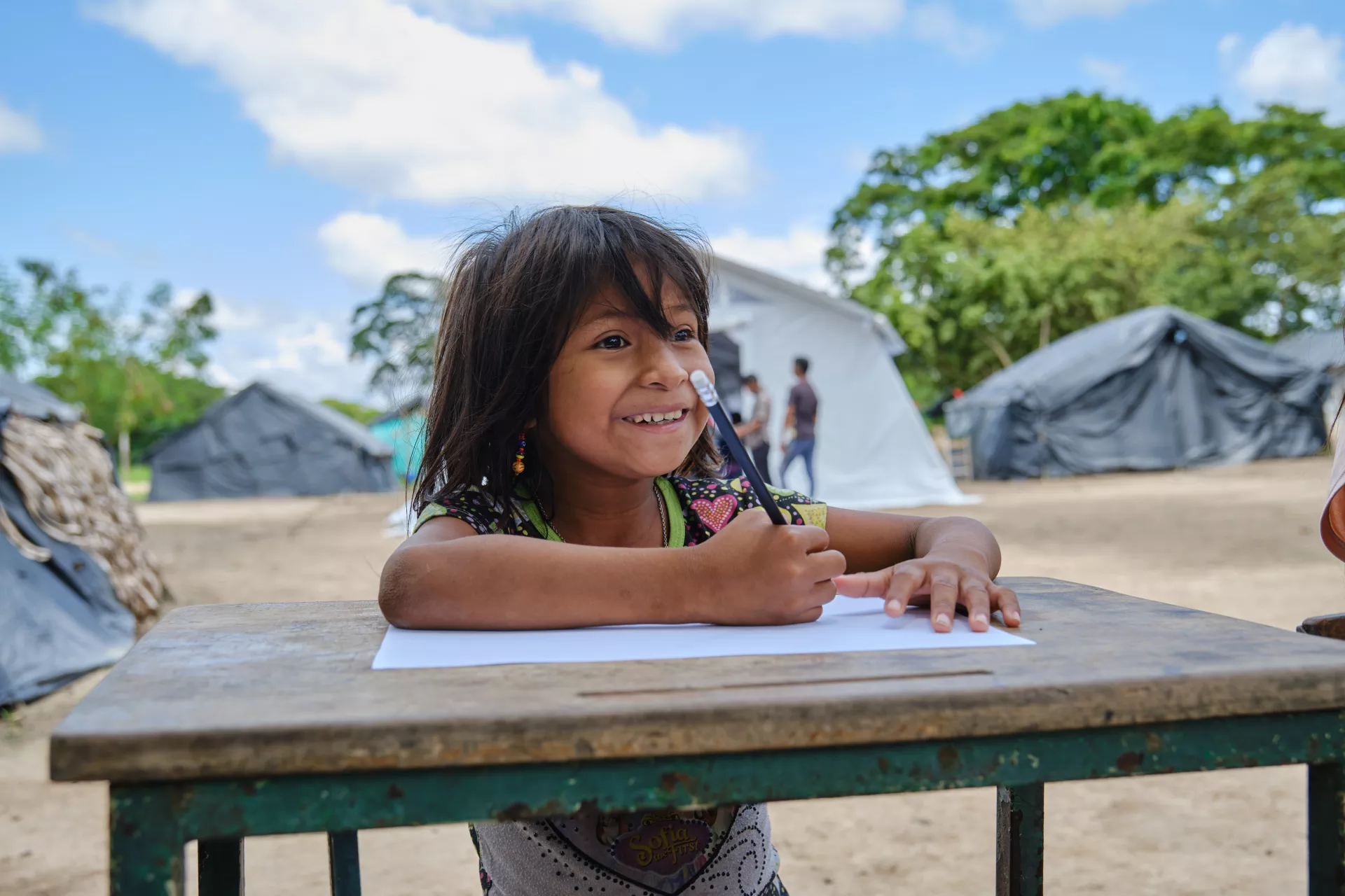 Jerecia Rojas, 8, from Enape indigenous community, drawing in Guasdualito, Apure state, on October 01, 2021. 